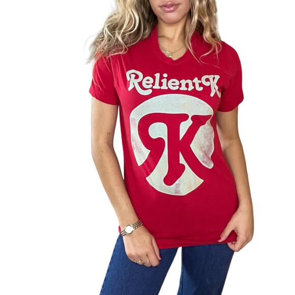 Red relient k short sleeve band tee- womens size small - Picture 1 of 4